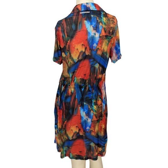 LYGIA & NANNY short sleeve colorful sheer button front coverup dress size S / M - Picture 2 of 9